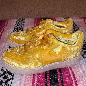 Gold Velvet Air Force 1’s (size 6Y- fits W 7.5)